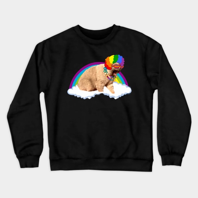 Crazy Afro Cat Crewneck Sweatshirt by SolarFlare